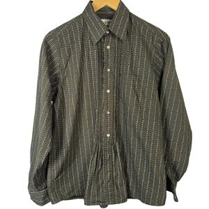 Almsach Size S Green Floral Print Button Down Shirt Long Sleeve Top